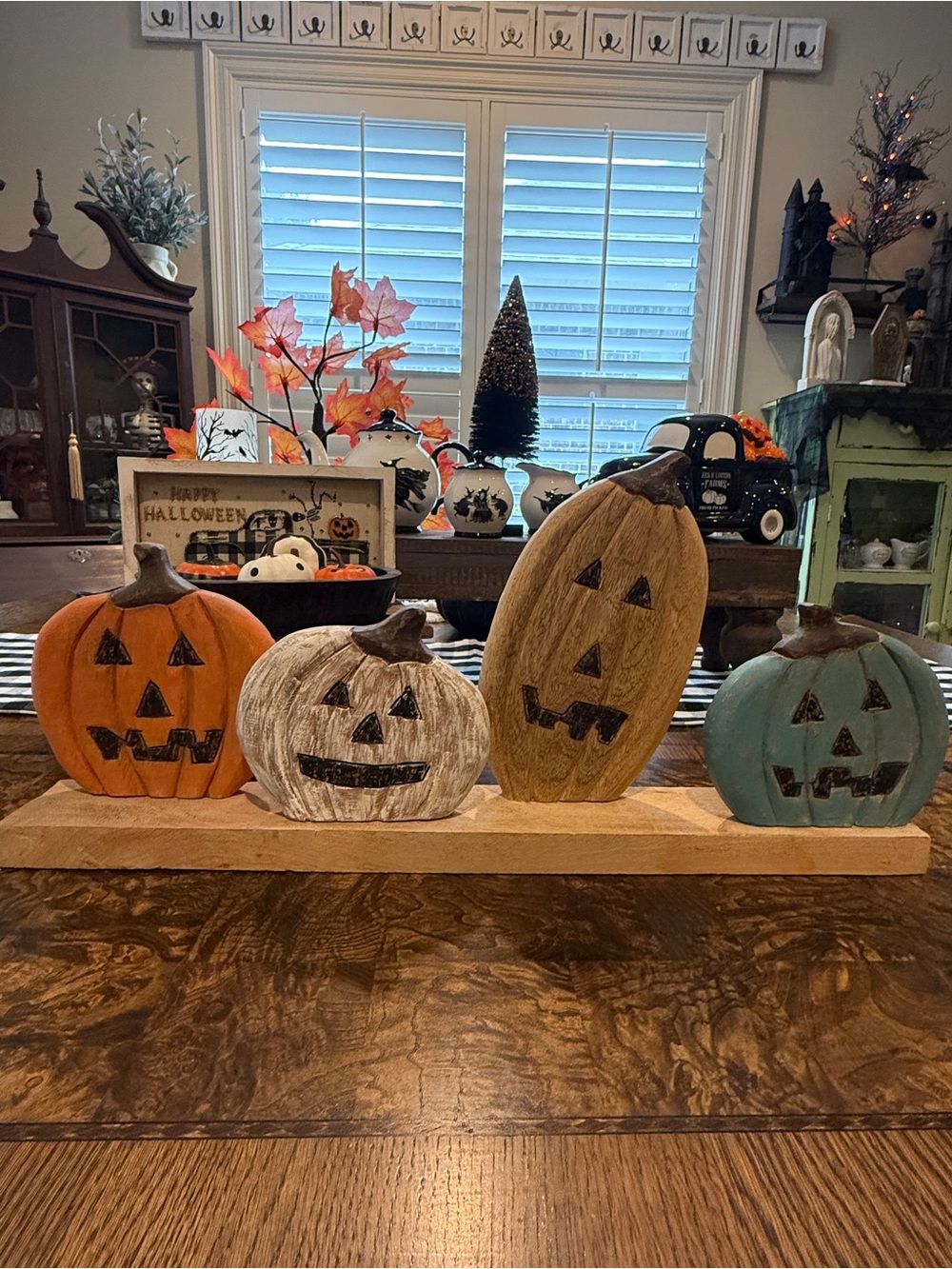 T.J.Maxx Painted Pumpkin Quartet in Orange, White, Brown, Teal
